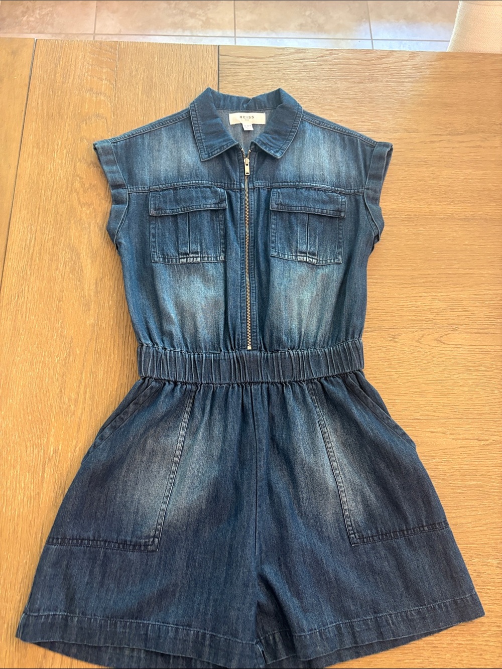 Girls Sleeveless Denim Zip Romper - size 11-12 reiss brand